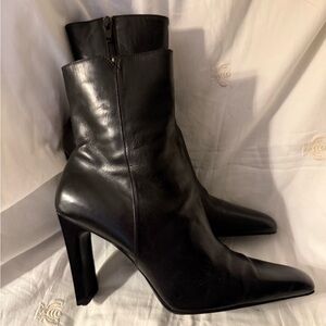Authentic Michel Perry vintage90s dark brown leather high heel boots Sz 39IT/9US